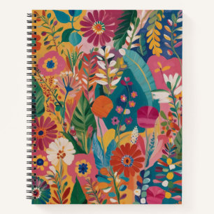 Hand-painted Floral Spiral Colorful Notebook