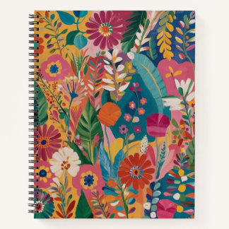 Hand-painted Floral Spiral Colorful Notebook 