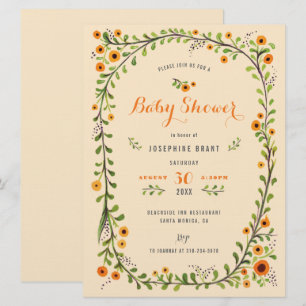 Hand Painted Floral Sunflower Boho Baby Shower Invitation