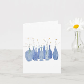 Hand Painted Flower Cobalt Jar Bottle Card
