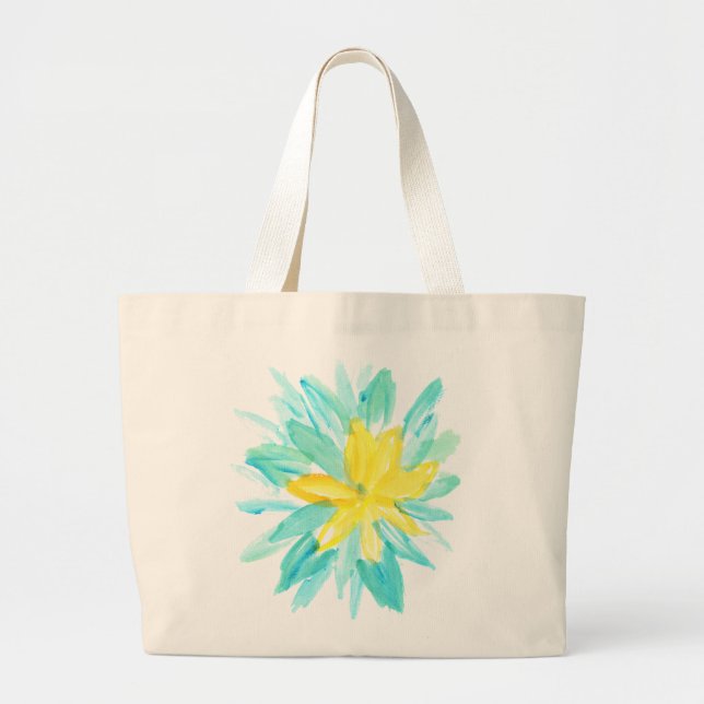 hand painted flower large tote bag (Front)