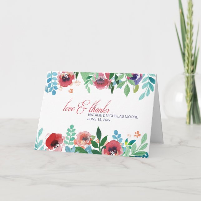 Hand-Painted Flowers Folded Photo Card (Front)