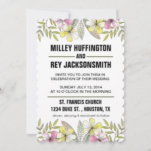 hand painted flowers invitation