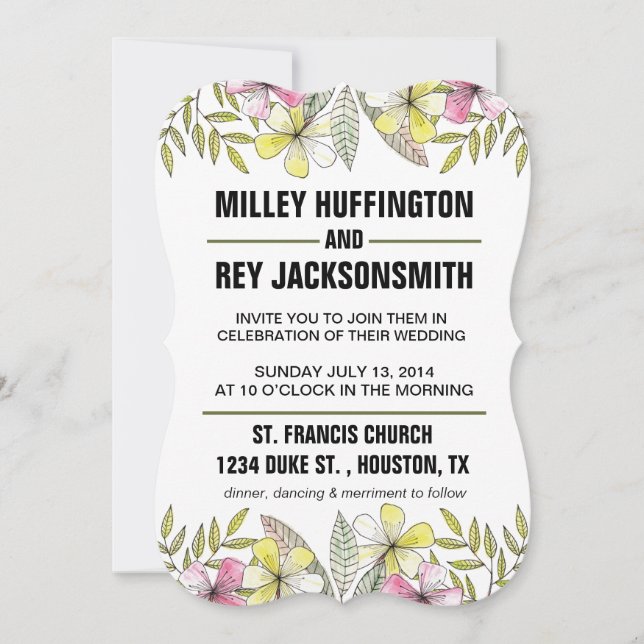 hand painted flowers invitation (Front)