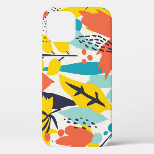 Hand-painted flowers, leaves seamless pattern. iPhone 12 case