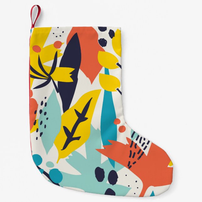 Hand-painted flowers, leaves seamless pattern. small christmas stocking (Front)