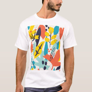 Hand-painted flowers, leaves seamless pattern. T-Shirt