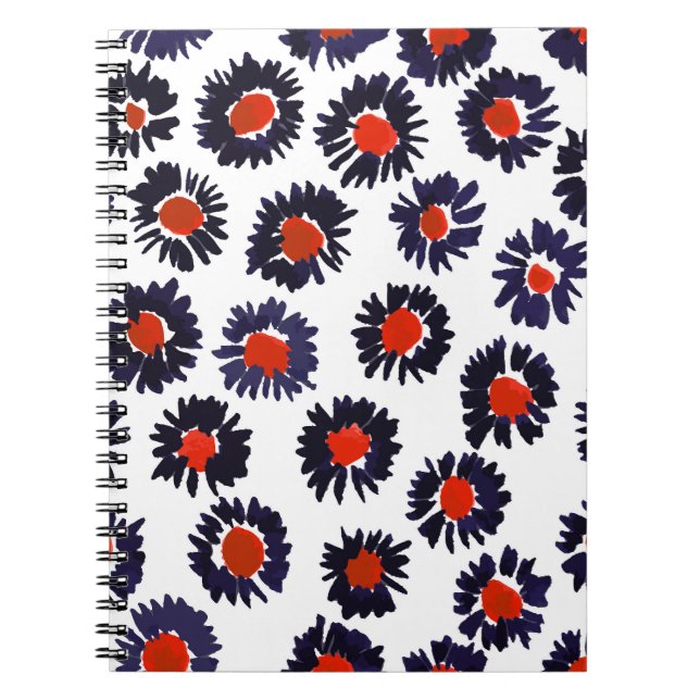 Hand-painted flowers, red and blue pattern. notebook (Front)