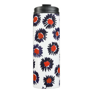 Hand-painted flowers, red and blue pattern. thermal tumbler