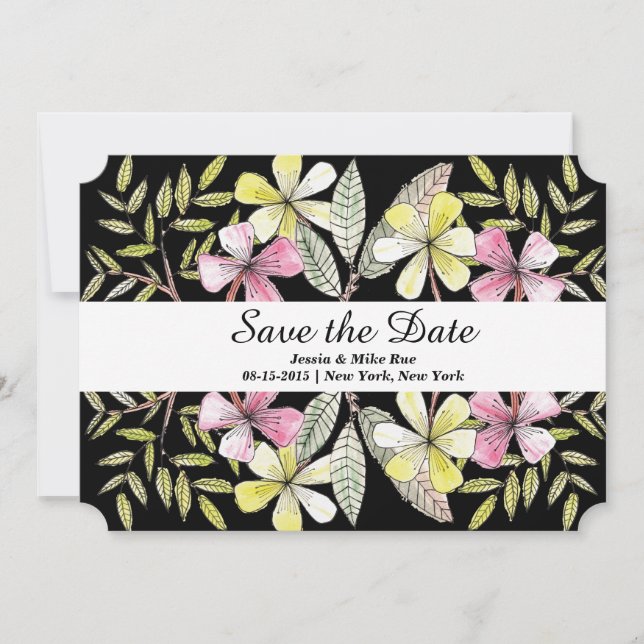 hand painted flowers save the date (Front)
