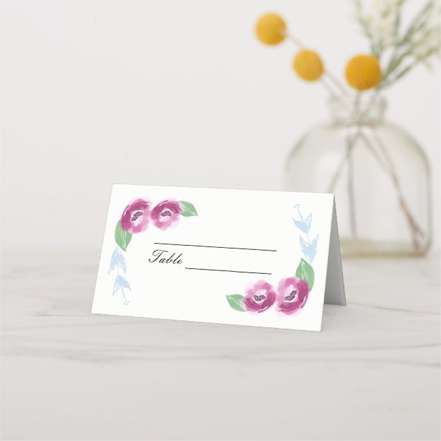 Hand Painted Flowers | Wedding Place Cards (Front)