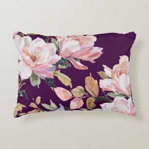 Hand-painted flowersflower,floral,watercolor,art,v decorative cushion