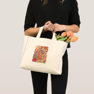 Hand-Painted Folk Art Pumpkin Tote Bag Rustic Fall