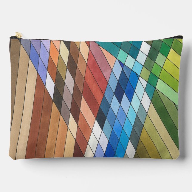 Hand Painted Geometric Abstract Pattern Accessory Pouch (Front)