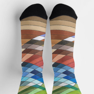 Hand Painted Geometric Abstract Pattern Socks