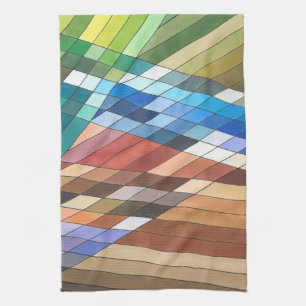 Hand Painted Geometric Abstract Pattern Tea Towel