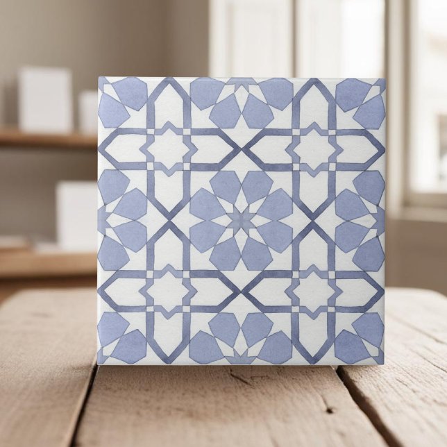 Hand painted geometric purple moroccan ethnic ceramic tile (Creator Uploaded)