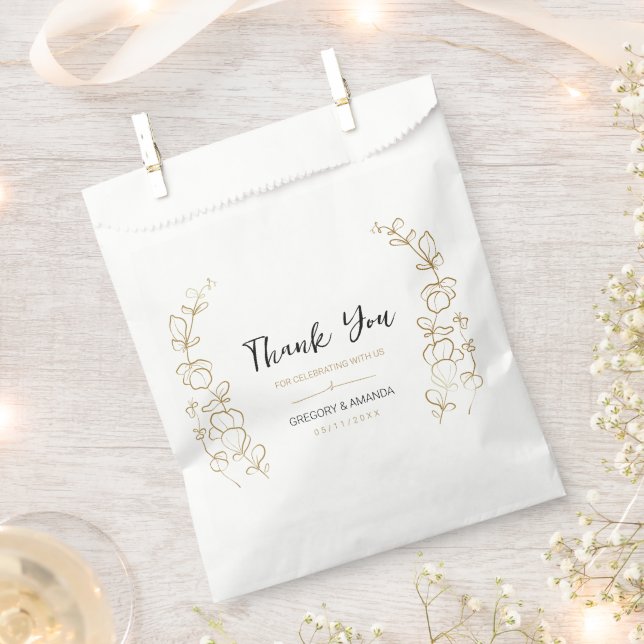 Hand Painted Gold Leaves Frame Favour Bag (Clipped)