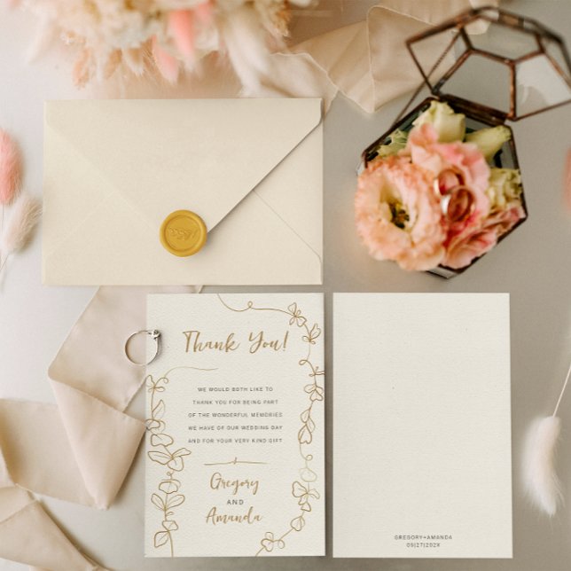 Hand Painted Gold Leaves Frame Thank You Invitation (Creator Uploaded)