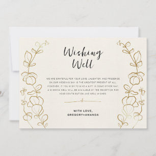 Hand Painted Gold Leaves Frame Wishing Well Invitation