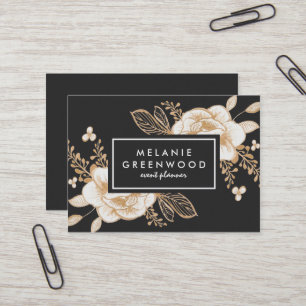 Hand Painted Gold Painted Flowers Business Card