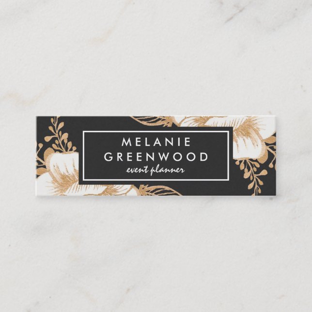 Hand Painted Gold Painted Flowers Business Card (Front)