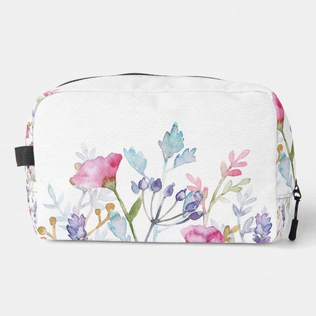 Hand Painted Gorgeous Floral Print Design Dopp Kit (Front)