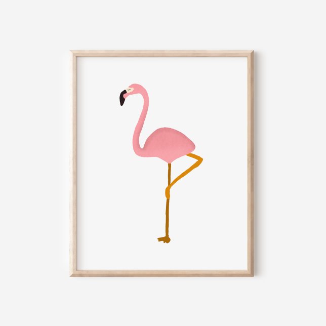 Hand-Painted Gouache Tropical Flamingo Art Poster (Creator Uploaded)