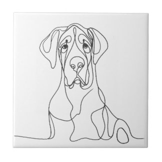 Hand Painted Great Dane Line Art Ceramic Tile