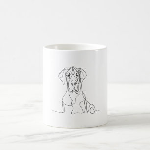 Hand Painted Great Dane Line Art  Coffee Mug