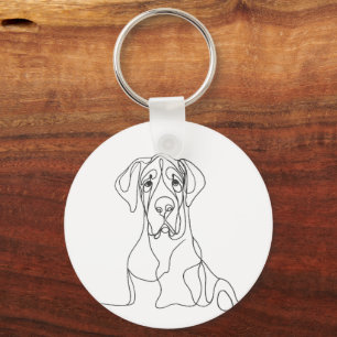 Hand Painted Great Dane Line Art  Key Ring