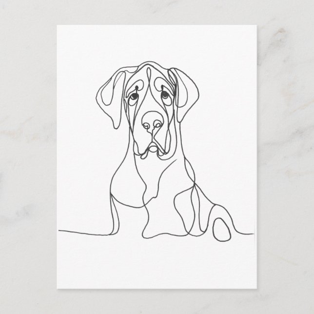 Hand Painted Great Dane Line Art  Postcard (Front)
