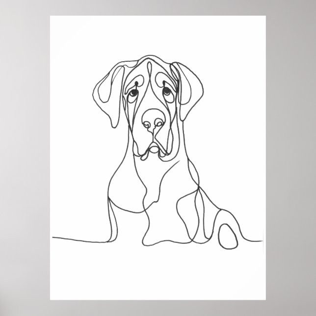 Hand Painted Great Dane Line Art  Poster (Front)
