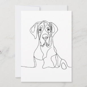 Hand Painted Great Dane Line Illustration Invitation