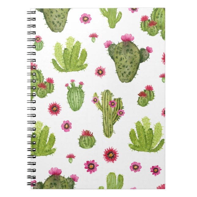 Hand Painted Green Cactus Pattern Notebook (Front)
