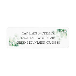 Hand Painted Green Organic Eucalyptus Wedding Return Address Label