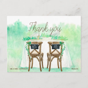 Hand-painted greenery border postcard