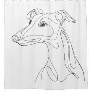 Hand Painted Greyhound Line Art Shower Curtain