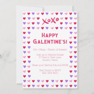Hand Painted Hearts Galentines Day Invitation