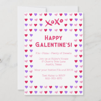 Hand Painted Hearts Galentines Day Invitation