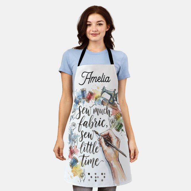 Hand-Painted "Ignore Chores" Funny Seamstress Gift Apron (Worn)