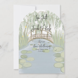 Hand painted illustrated Lilypads Wedding Invitation