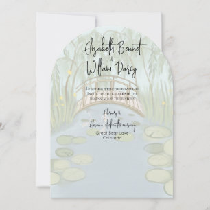 Hand painted illustrated Lilypads Wedding Invitation