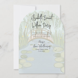 Hand painted illustrated Lilypads Wedding Invitation