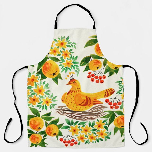 hand painted illustration: Turtledove Apron (Front)
