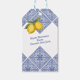 Hand-painted Italian Tiles Amalfi Blue & Lemons Gift Tags