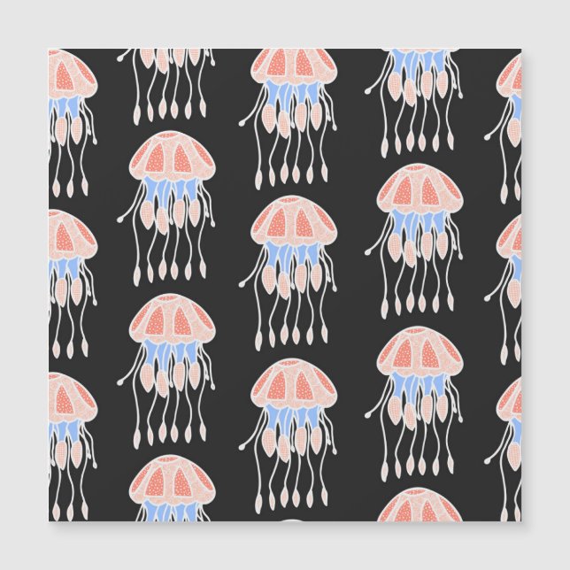 Hand-painted jellyfish, vibrant vintage pattern. (Front)