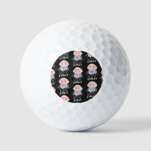 Hand-painted jellyfish, vibrant vintage pattern. golf balls