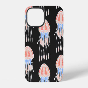 Hand-painted jellyfish, vibrant vintage pattern. iPhone 12 case