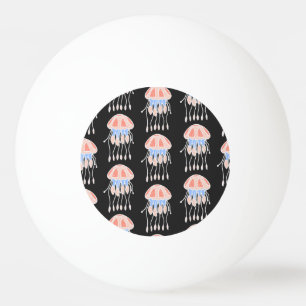 Hand-painted jellyfish, vibrant vintage pattern. ping pong ball